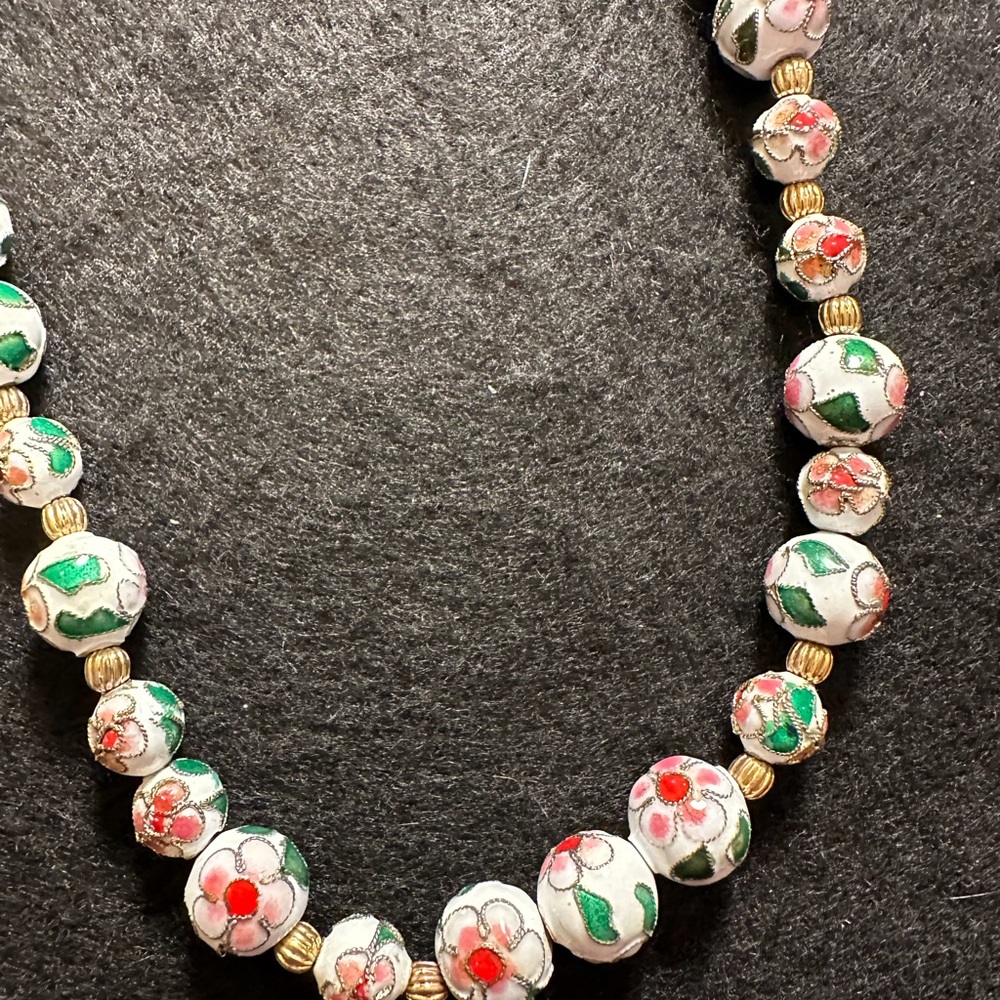 Cloisonné Beaded Necklace - Multicolor - Picture 2 of 2